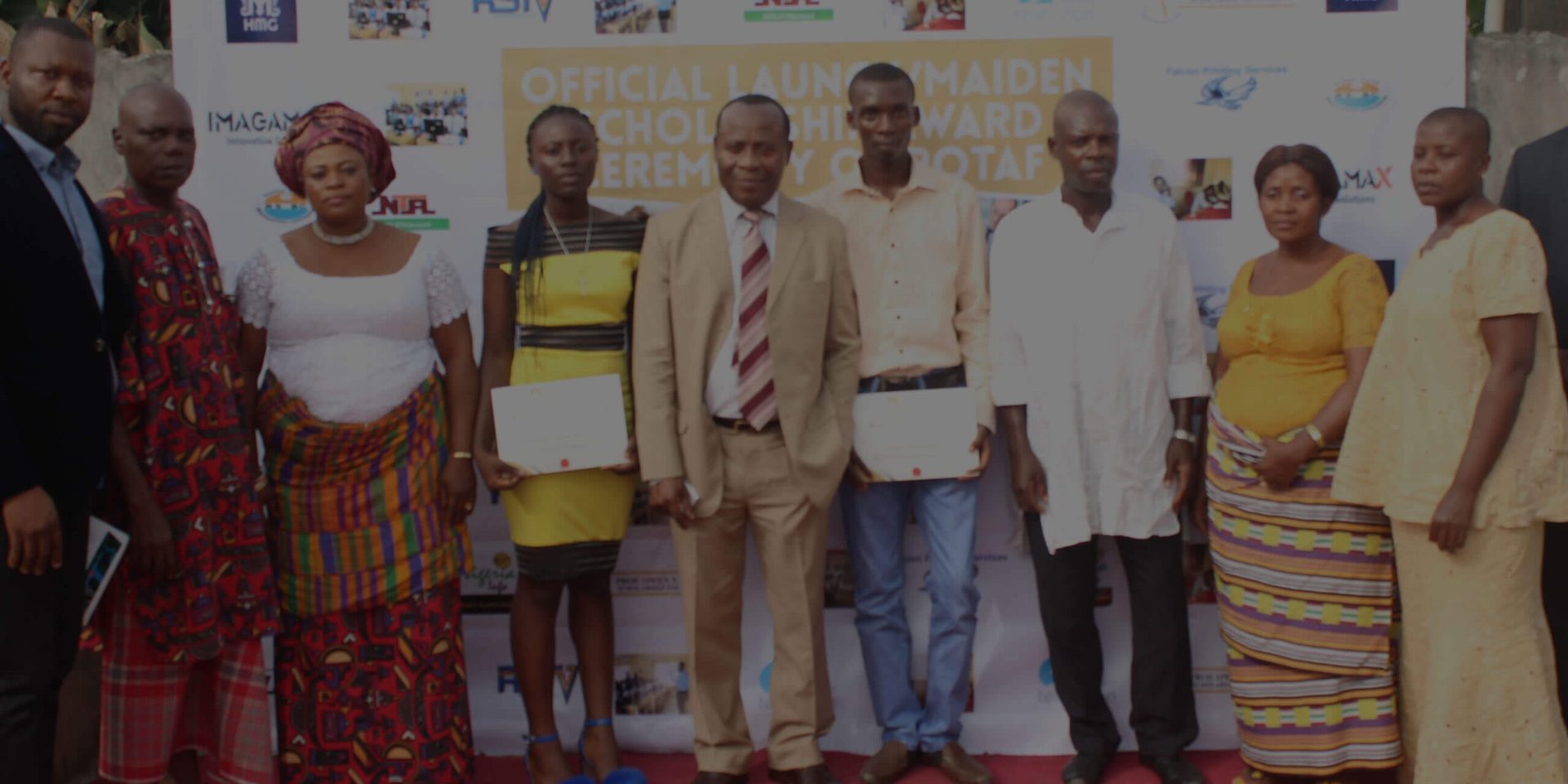 Scholarship awardees with their certificates at the POTAF launch